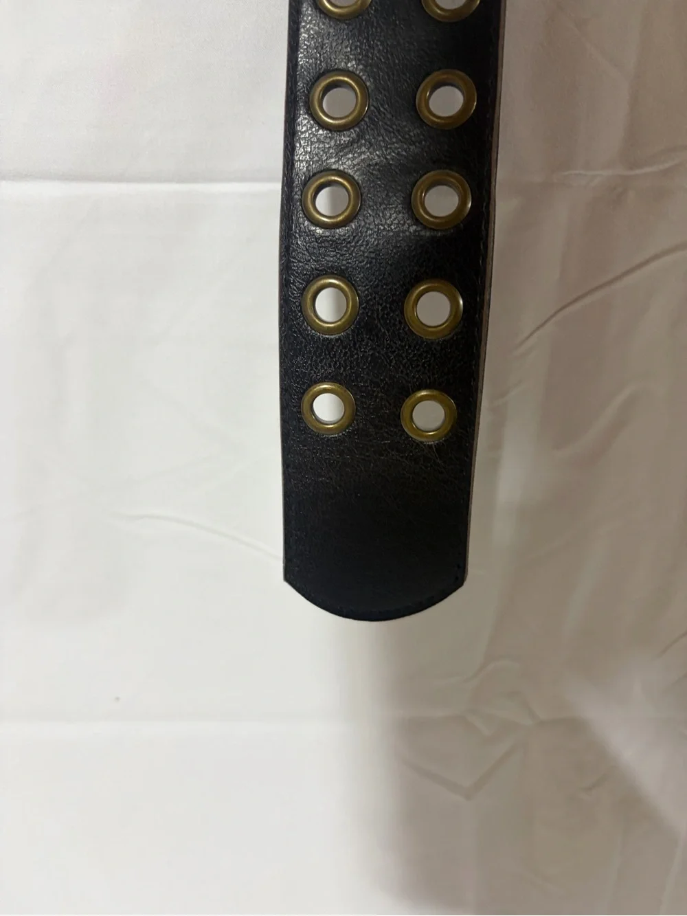 Black Faux Leather Grommet Belt